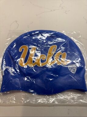 TYR Blue UCLA Gold Script Swim Cap